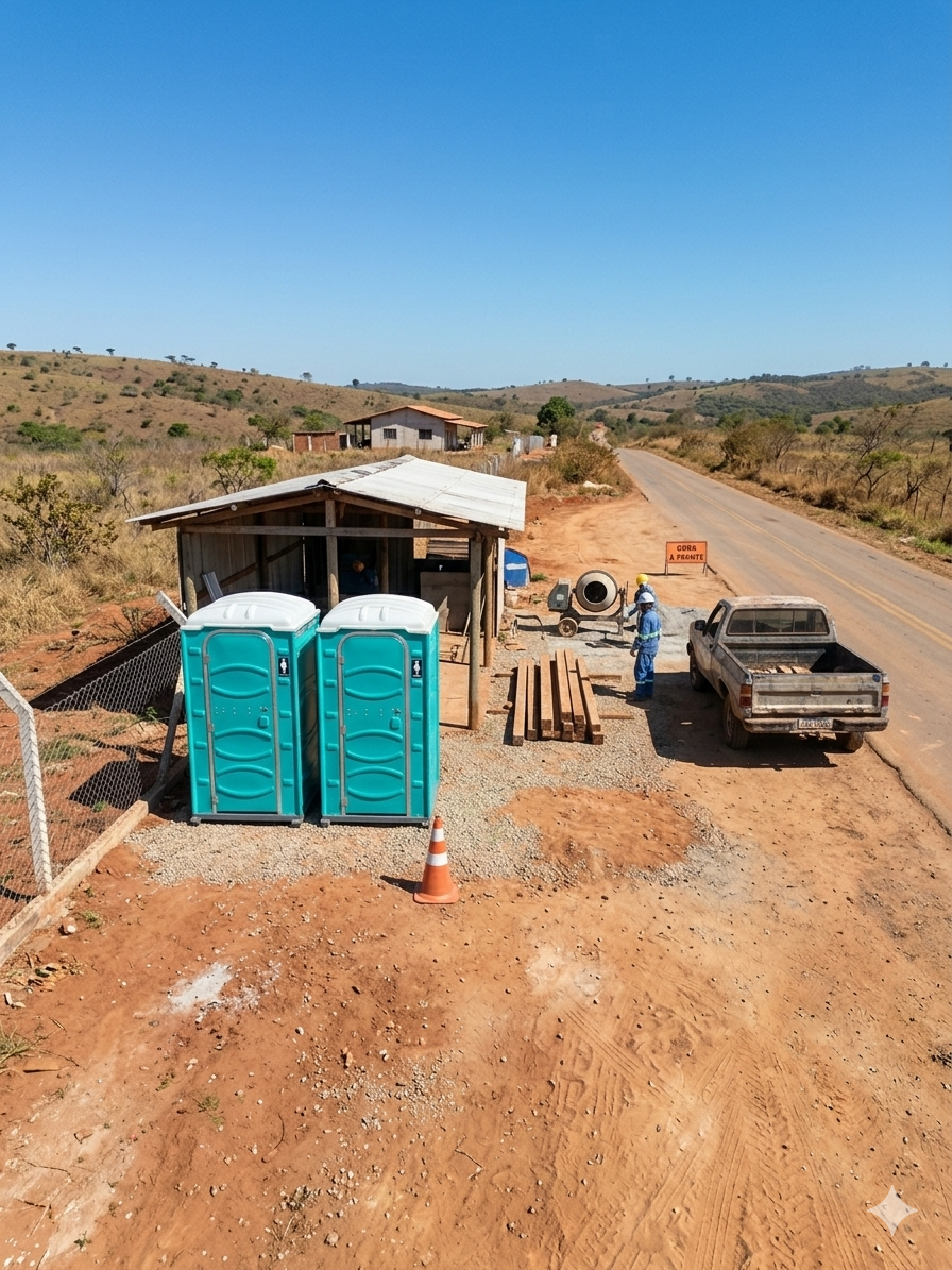 Banheiros químicos em obras
